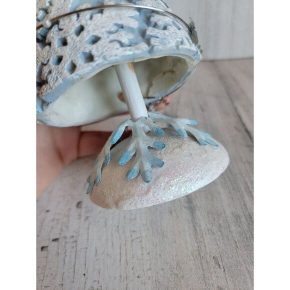 Blue white snowflake Bobble tree Xmas glitter figure Christmas - Picture 11 of 12